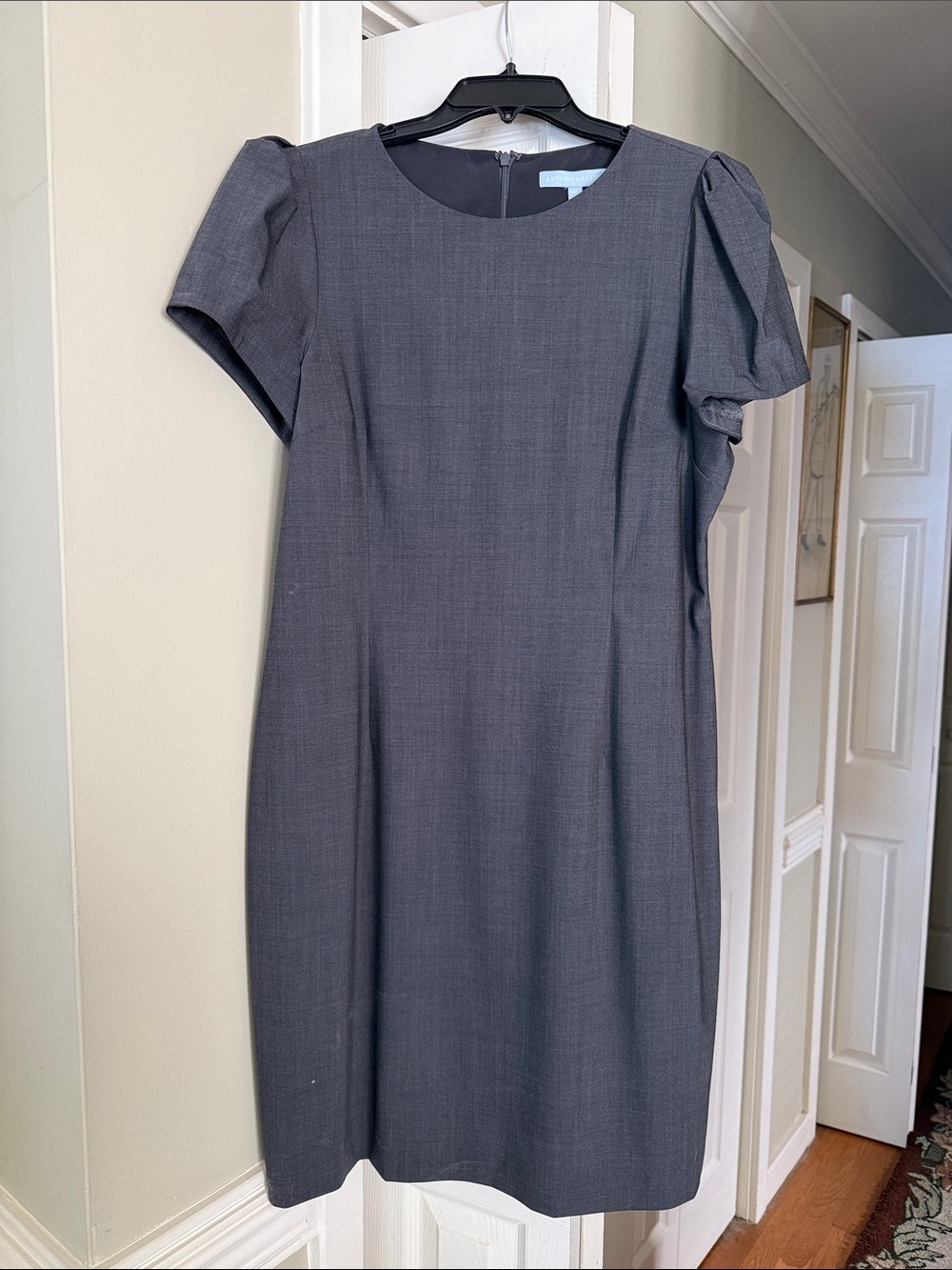 Antonio Melani Classic Gray Puff-Sleeve Sheath Dress Sz.14